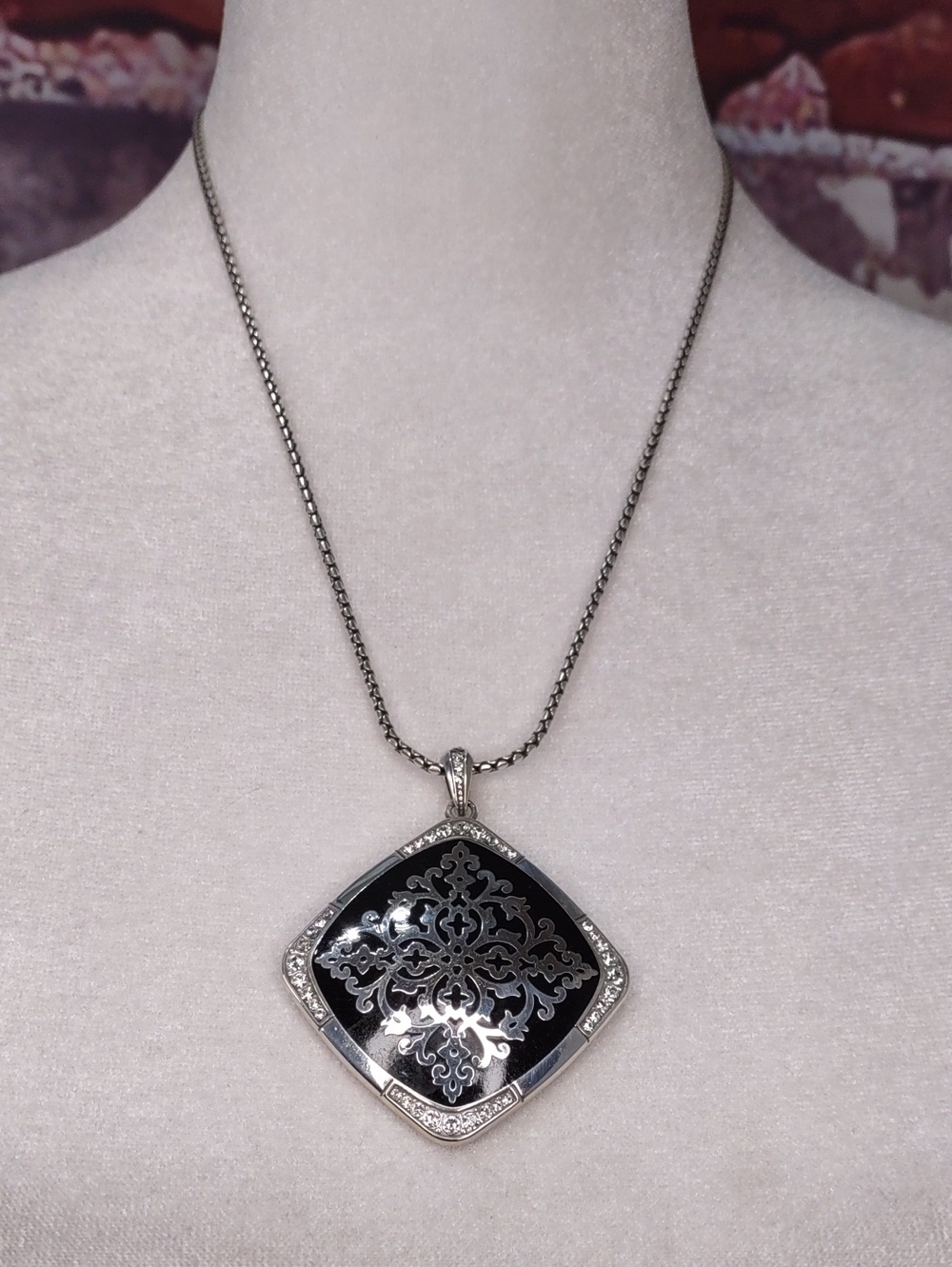 Brighton "Shadow Play" Reversible Filigree Square Pendant Necklace